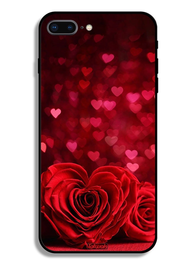 Tolwak Apple iPhone 8 Plus Protective Case Heart Flowers Abstract Art - Image 2