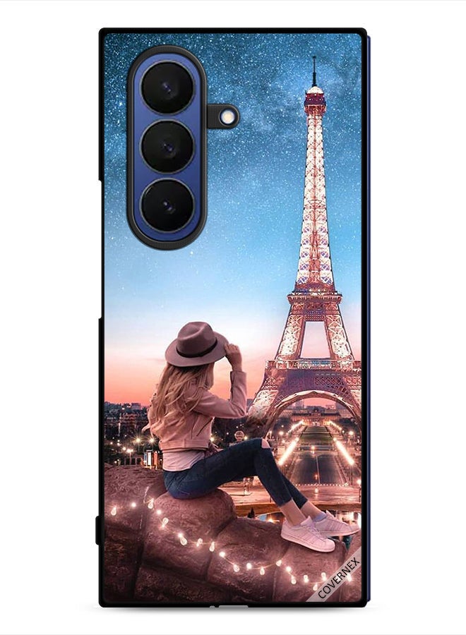 Covernex Samsung Galaxy Z Fold7 Protective Case Cover Hat Girl & Eiffel Tower - Image 1