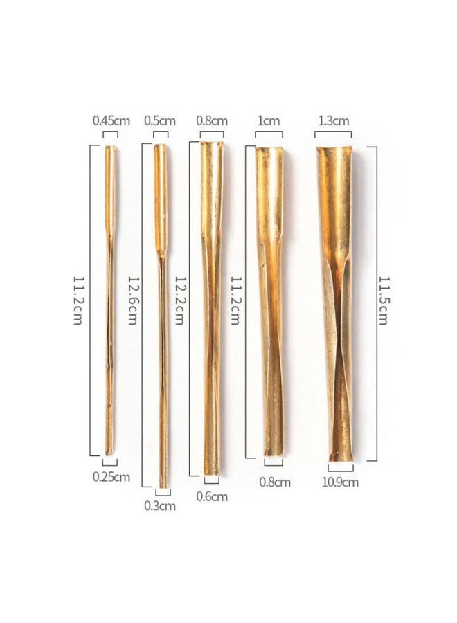 TEAMWILL 5Pcs Brass Clay Hole Cutter Pottery Ceramic Punch Tools Slotting Sculpting Set - Image 2