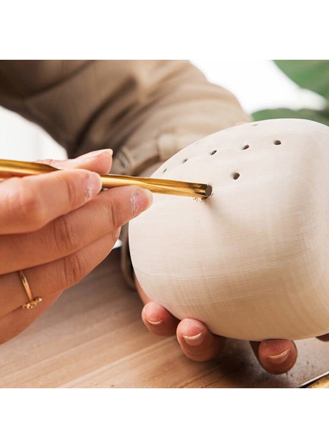 TEAMWILL 5Pcs Brass Clay Hole Cutter Pottery Ceramic Punch Tools Slotting Sculpting Set - Image 3