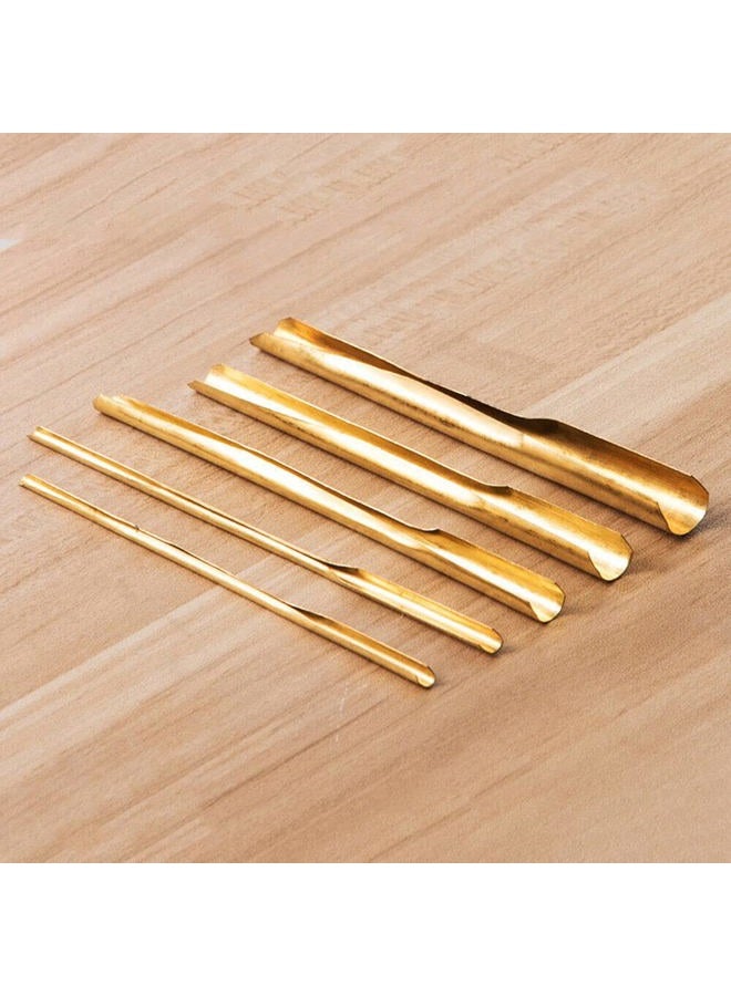 TEAMWILL 5Pcs Brass Clay Hole Cutter Pottery Ceramic Punch Tools Slotting Sculpting Set - Image 5