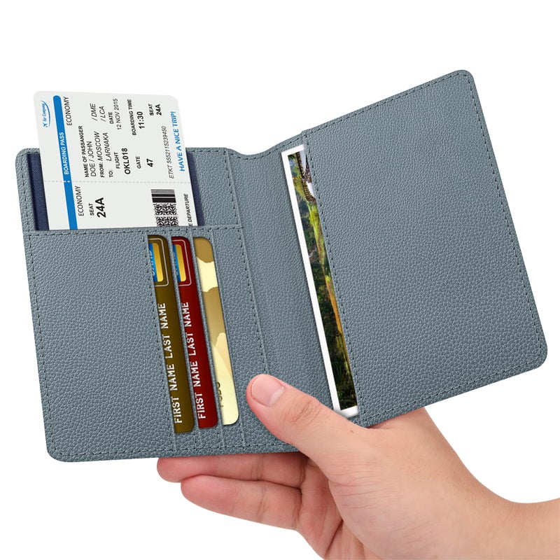 Fintie Fintie Passport Holder, Slim Travel Wallet RFID Blocking Card Case Cover Passport Cover Protector Essentials with Credit Card Slots for Women/Men, Cloudy Blue  - Image 3