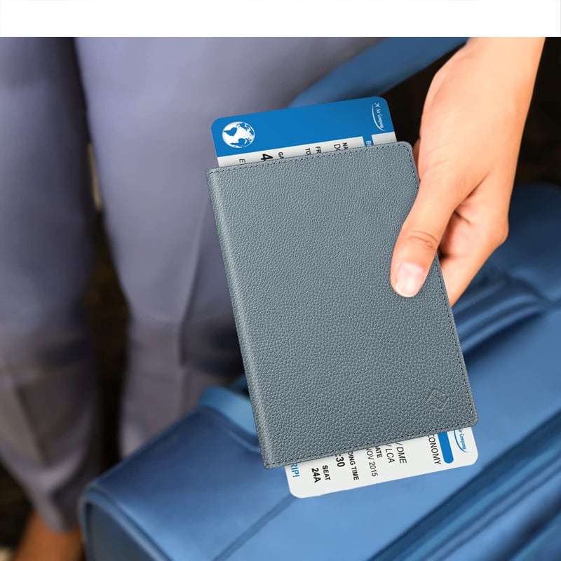 Fintie Fintie Passport Holder, Slim Travel Wallet RFID Blocking Card Case Cover Passport Cover Protector Essentials with Credit Card Slots for Women/Men, Cloudy Blue  - Image 5