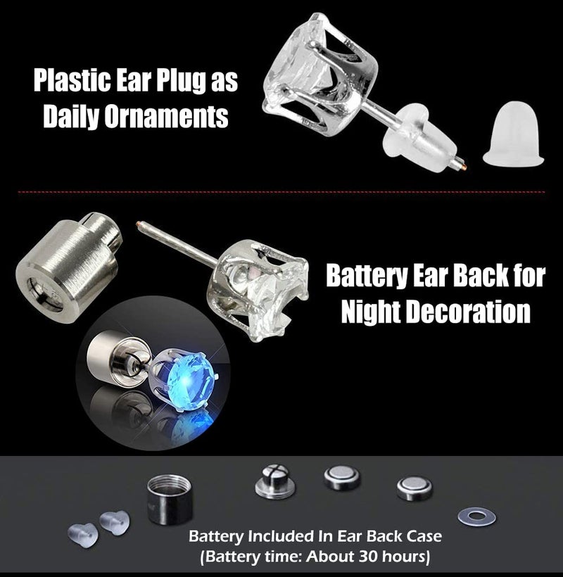IC ICLOVER Stylish LED Earrings Glowing Light Up Diamond Crown Ear Pendant Stud Stainless for Wedding Rave Dance Party Night Out Birthday Anniversary Concert Decoration Present for Women Men -Blue - Image 4