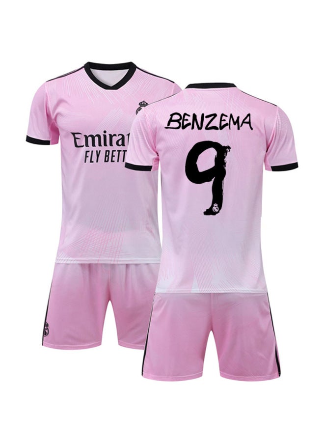 New Real Madrid Football Suit No.9 Benzemo Jersey Pink Special Edition Children Adult Parent-child Sportswear