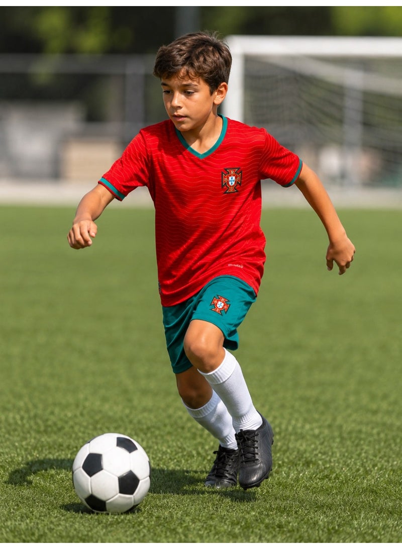 Toyland Portugal Football Team Kids Jersey Set – Boys Number 7 Style T-Shirt & Shorts Kit, Breathable Sports Outfit - Image 3