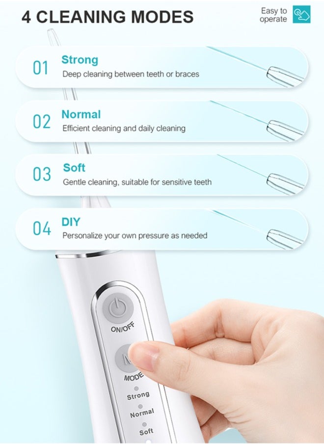 Chixing - Portable Dental Water Flosser for Teeth Cleaning, Oral Irrigator with 4 Modes, 5 Scalable Jet Nozzles, IPX7 Water Resistance, 300ML Capacity - Image 1