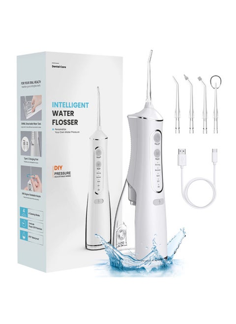 Portable Dental Water Flosser for Teeth Cleaning, Oral Irrigator with 4 Modes, 5 Scalable Jet Nozzles, IPX7 Water Resistance, 300ML Capacity