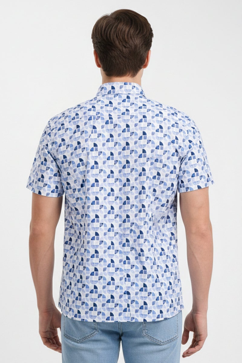A.P.C. Men Regular Fit Allover Print Short Sleeve Casual Shirt, Multicolor - Image 3