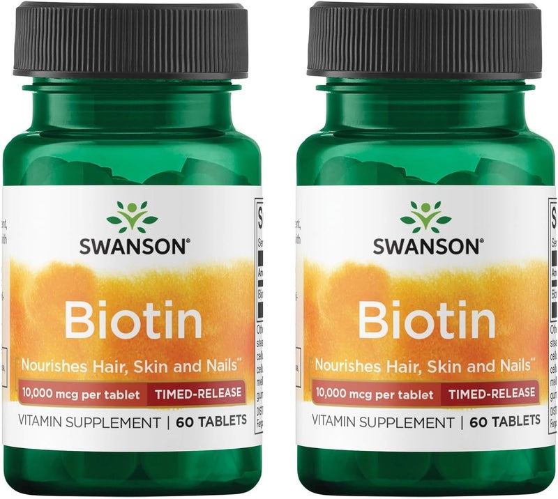 SWANSON Biotin Supplement 10,000 mcg for Hair, Skin, and Nails