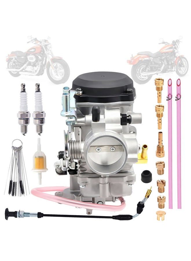 Czsmbt Carburetor Replacement for Dyna Electra Glide Fatboy Softail Sportster 1200 XLH1200 Sportster 883 XL883 XLH883 27490-04 CV40 CV 40mm Tuned Performance with new spark plug - Image 1