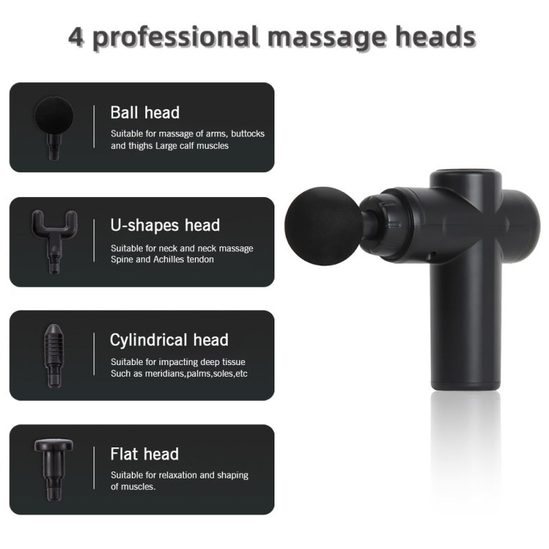 Portable Massage Tool: 6 Speeds 4 Massage Heads, Long Battery Life - Deep Muscle Relief Mini Massage Device for Sports Fitness Groups, Office Workers, Elderly - Image 2