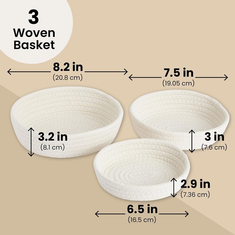 Juvale 3-Piece Cotton Rope Storage Basket Set - Image 4