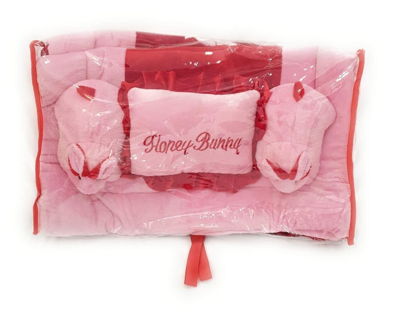 PINKS & BLUES Full Sleeping 5 Piece Baby Bedding Set with 2 Rabbit Shape Side Pillows (0-42MONTHS) (Pink RED) - Image 3