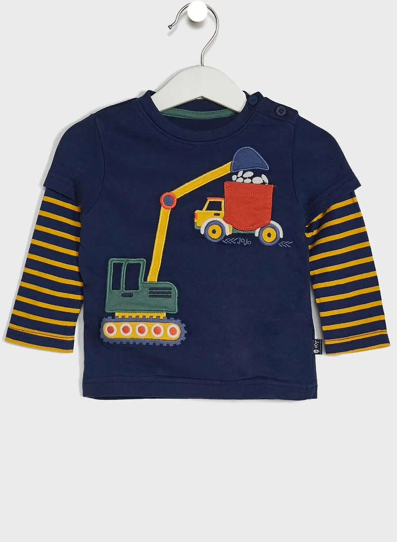 JoJo Maman Bebe Kids Digger Print T-Shirt