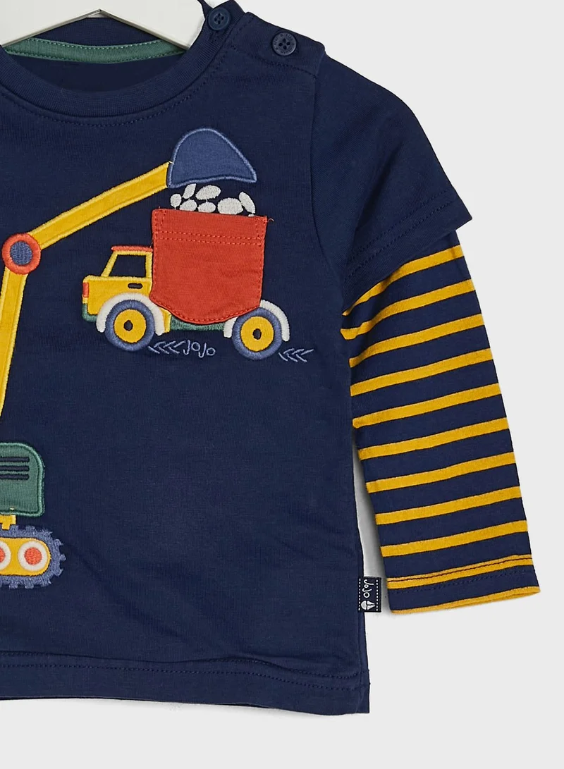 JoJo Maman Bebe Kids Digger Print T-Shirt