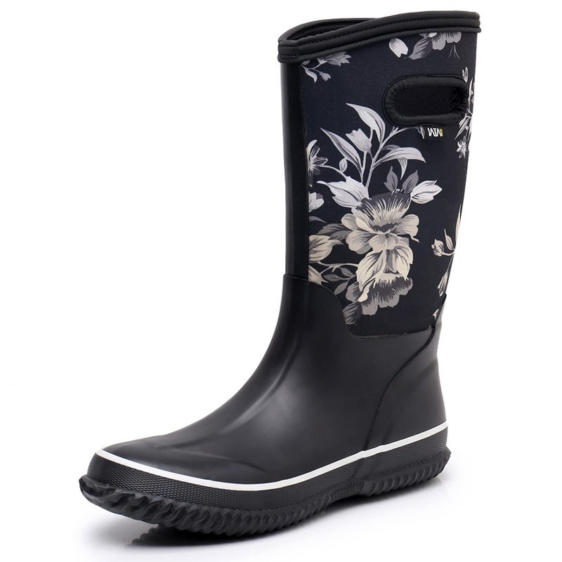 WTW Mid Calf Rain Boots for Women - Waterproof Insulated Neoprene Mud Boots Outdoor Hunting Garden Boots - Image 1