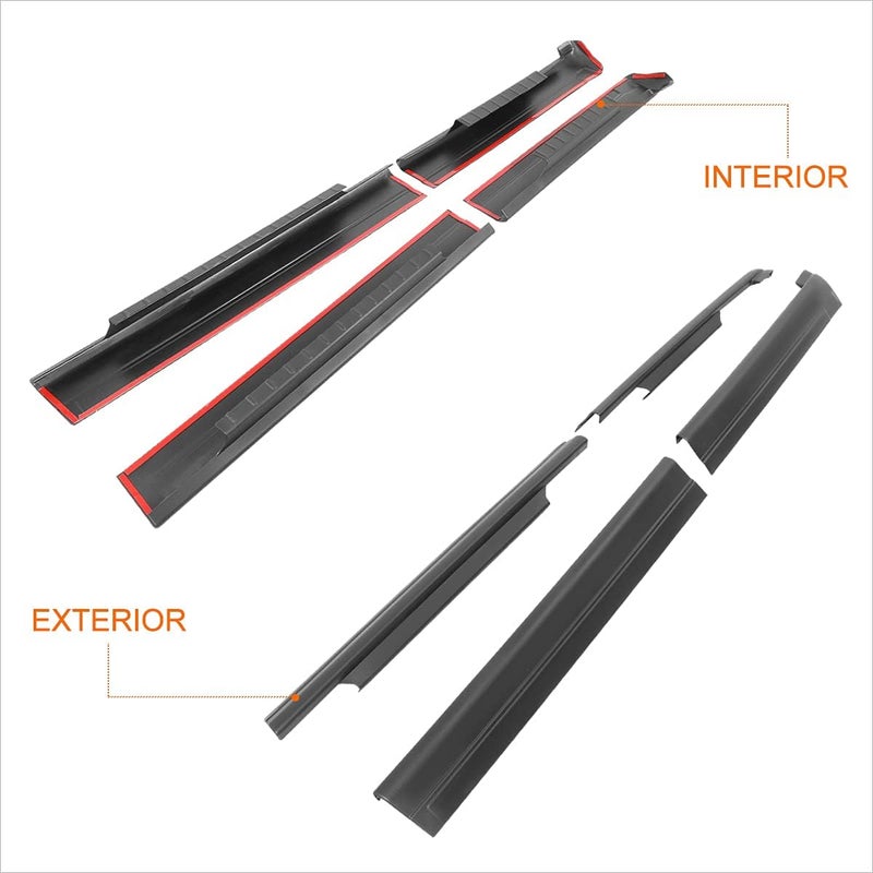 PM Performotor Rocker Panel Sill Plate Cover 4-Piece Set Compatible with 01-07 Chevy Silverado Crew Cab Pickup,Black Matte Bump Textured - Image 3