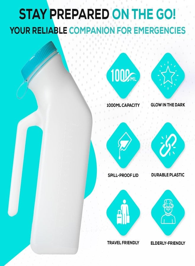 MedVance 1000ml Premium Portable Urinal for Men, Spill Proof Mens Urinal Bottle for Seniors, Urine Bottles for Men, Travel & Car Urinals, Bedside & Nighttime Use, Truck Driver Essentials, (2 Pack) - Image 2