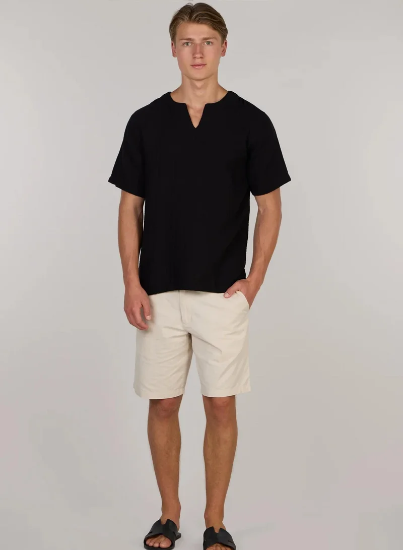 Just Nature Split Neck Cotton Resort T-Shirt