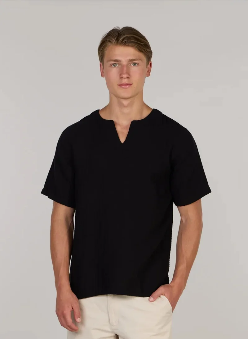 Just Nature Split Neck Cotton Resort T-Shirt