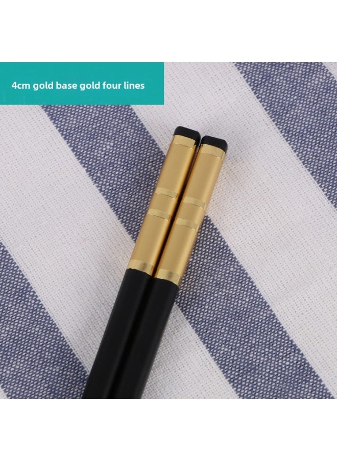 Generic - Dinghong Manufacturers Household And Commercial Alloy Chopsticks Non-slip Mildew-proof High Quality 10 Pairs Of Embossed Alloy Chopsticks-Color:Y24-4cm Black Gold Xiangyun - Image 1