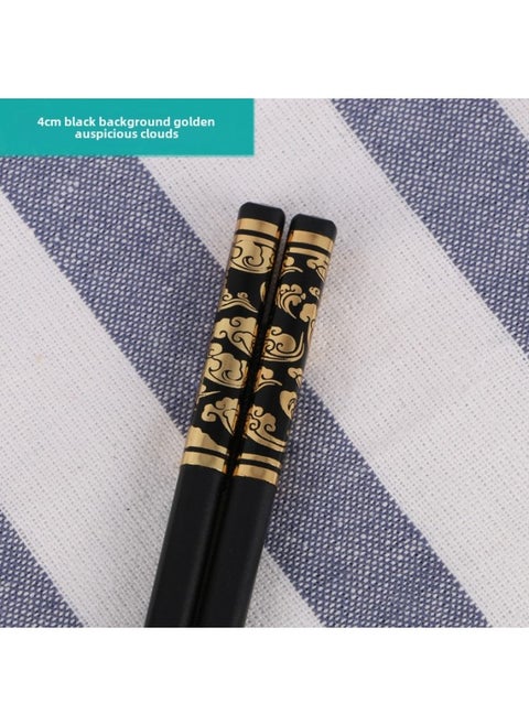 Dinghong Manufacturers Household And Commercial Alloy Chopsticks Non-slip Mildew-proof High Quality 10 Pairs Of Embossed Alloy Chopsticks-Color:Y24-4cm Black Gold Xiangyun