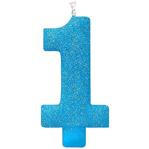 Amscan Blue Glitter #1 Birthday Candle - 5'' - Ideal for Memorable First Birthday Party, Pack of 12 - Image 4