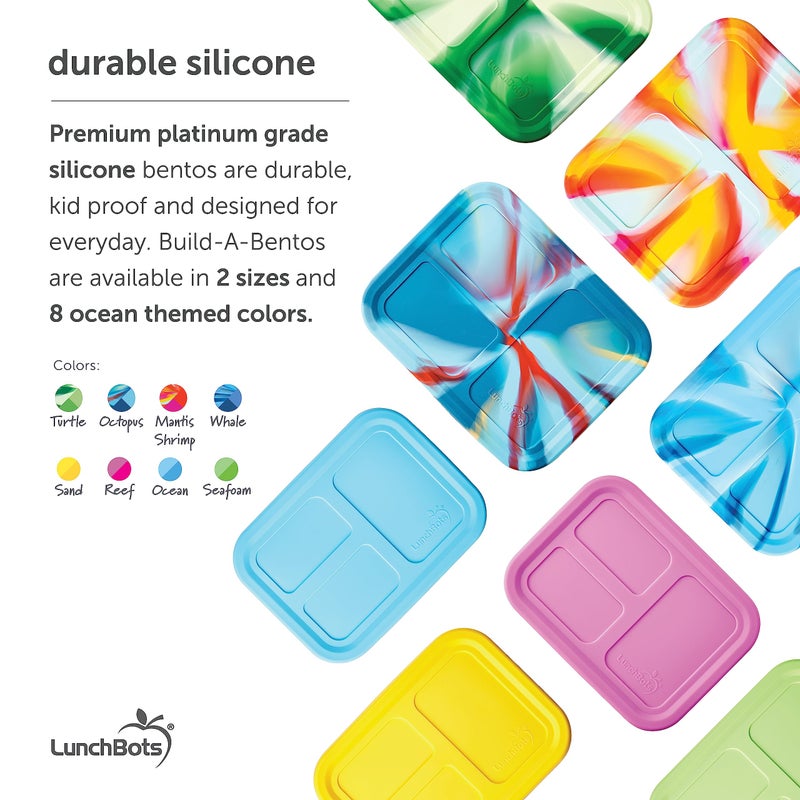 LunchBots Build -a- Bento, Platinum Food Grade Silicone Bento Box, Leak Proof, BPA Free, Oven & Dishwasher safe 28 oz Capacity - Green - Image 4