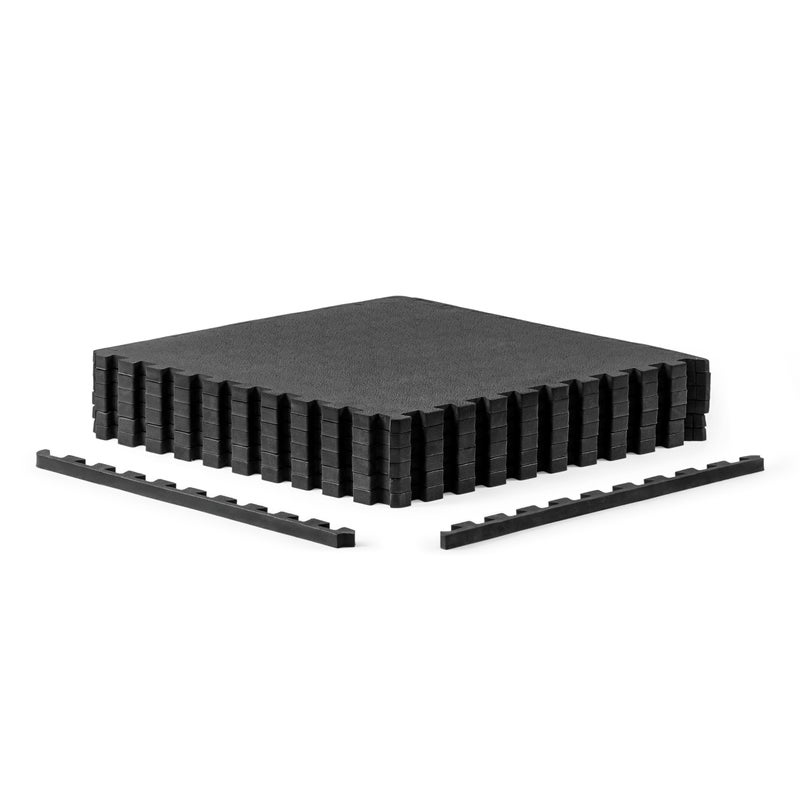 CAP Barbell 1/2-Inch Interlocking EVA Foam Exercise Puzzle Mat Home Gym Flooring - 1 Pack | 24" x 24" x 1/2" | Pebble Pattern - Black - Image 1