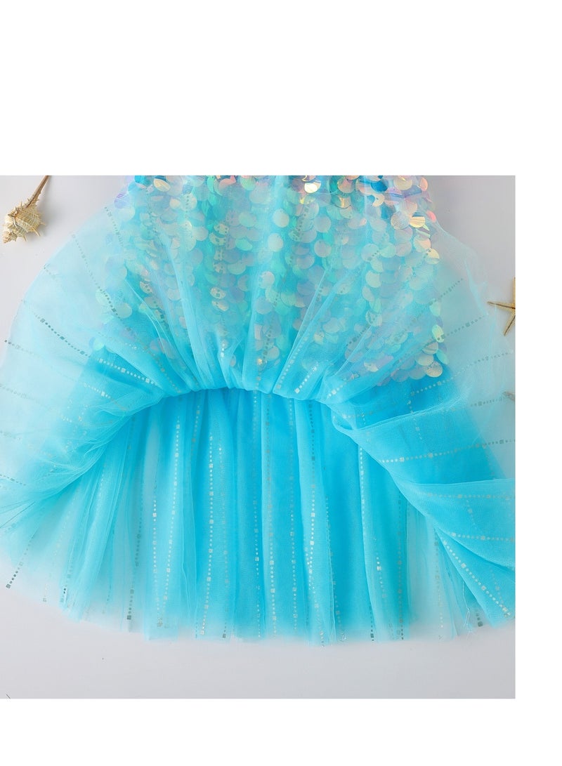 Loquat Girls Mermaid Sequin Skirt Blue  - Image 3