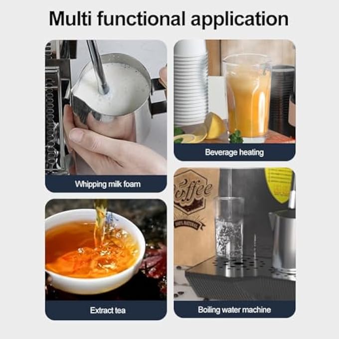 ريحني Qxrsop 3000W تجاري متعدد الأغراض من نوع Milk Frother 12 لتر أوتوماتيكي بالكامل بالبخار لتسخين ماء مغلي شاشة رقمية ذكية 304 خزان داخلي مشروبات ساخنة تحضير رغوة الشاي غلي الماء بالحليب - Image 4