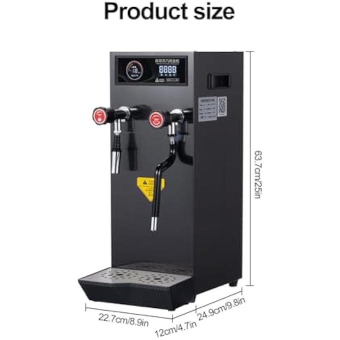 ريحني Qxrsop 3000W تجاري متعدد الأغراض من نوع Milk Frother 12 لتر أوتوماتيكي بالكامل بالبخار لتسخين ماء مغلي شاشة رقمية ذكية 304 خزان داخلي مشروبات ساخنة تحضير رغوة الشاي غلي الماء بالحليب - Image 3