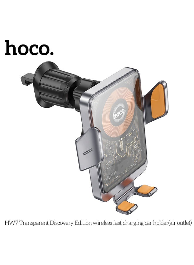 hoco. HW7 Transparent Discovery Edition wireless fast charging car holder(air outlet) - Image 3