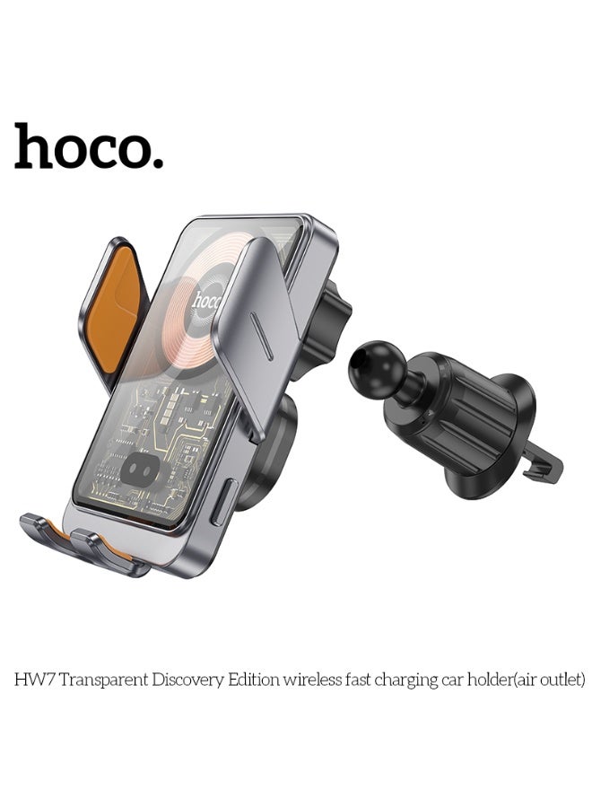 hoco. HW7 Transparent Discovery Edition wireless fast charging car holder(air outlet) - Image 4