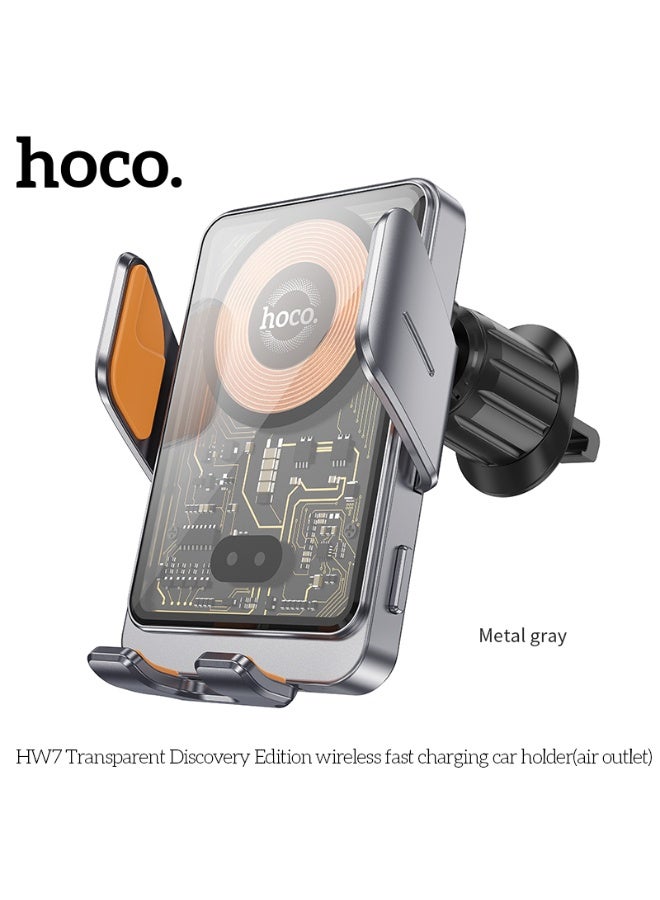 hoco. HW7 Transparent Discovery Edition wireless fast charging car holder(air outlet) - Image 1