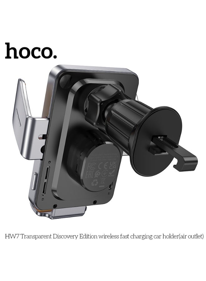 hoco. HW7 Transparent Discovery Edition wireless fast charging car holder(air outlet) - Image 5