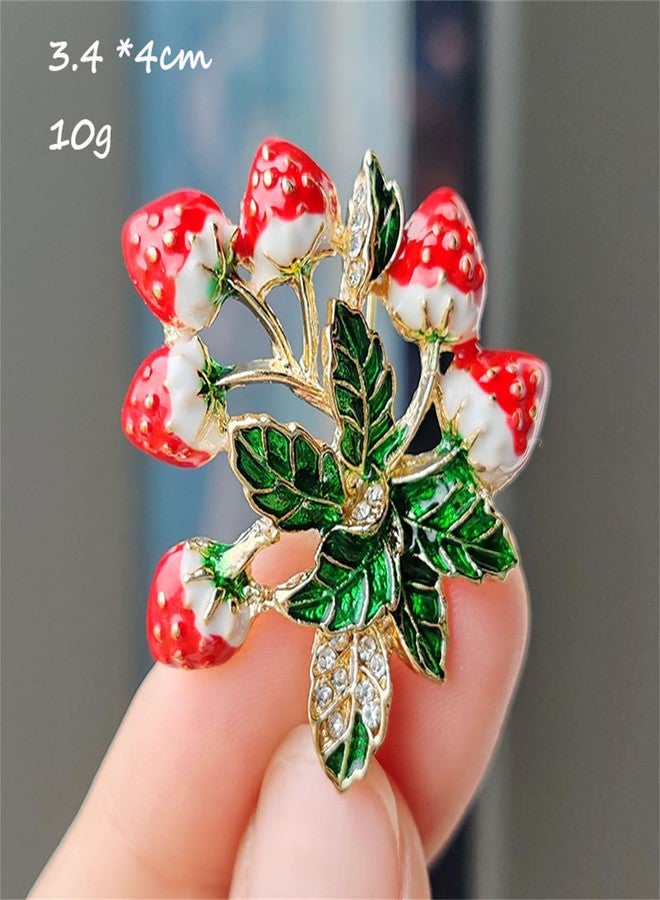 WCRAZYE Red Strawberry Brooch Pin for Women Girls Cute Enamel Fruit Brooches Badges for Clothing Backpacks Bag Fashion Brooches Plant Lapel Pin Accessories Jewelry Gift (Style 6) - Image 4