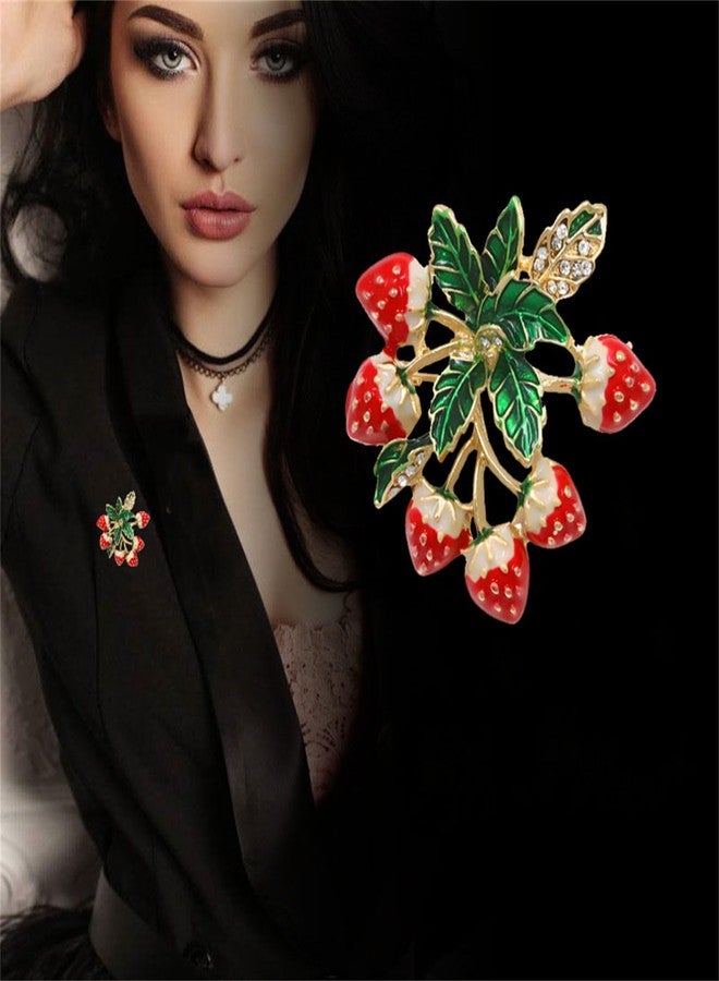 WCRAZYE Red Strawberry Brooch Pin for Women Girls Cute Enamel Fruit Brooches Badges for Clothing Backpacks Bag Fashion Brooches Plant Lapel Pin Accessories Jewelry Gift (Style 6) - Image 2