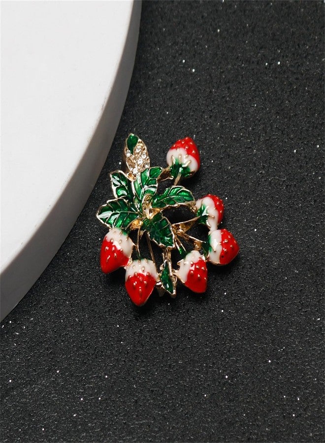 WCRAZYE Red Strawberry Brooch Pin for Women Girls Cute Enamel Fruit Brooches Badges for Clothing Backpacks Bag Fashion Brooches Plant Lapel Pin Accessories Jewelry Gift (Style 6) - Image 5