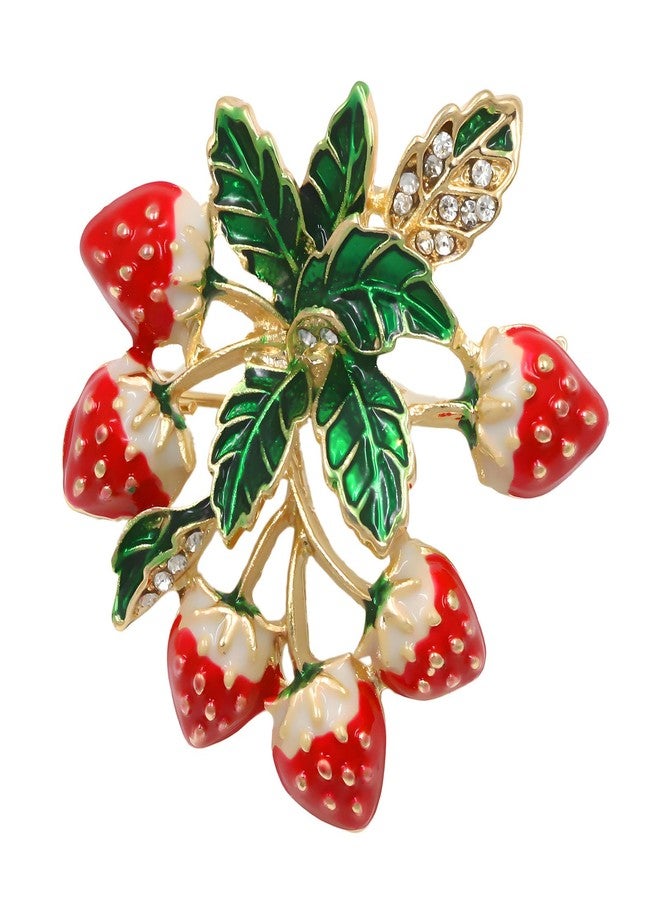 WCRAZYE Red Strawberry Brooch Pin for Women Girls Cute Enamel Fruit Brooches Badges for Clothing Backpacks Bag Fashion Brooches Plant Lapel Pin Accessories Jewelry Gift (Style 6) - Image 1