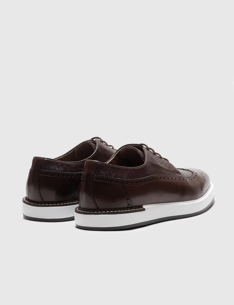كاباني Genuine Leather Brown Lace-Up Men's Casual Shoes