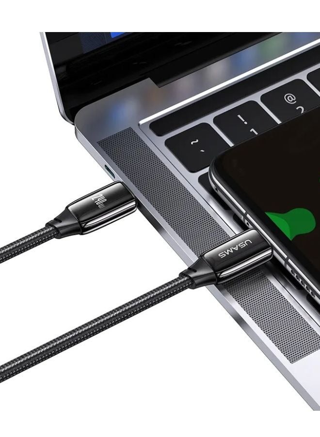 Usams كابل USB C بطول 1.2 متر، كابل شحن سريع مضفر بقوة 240 وات بتقنية PD، متوافق مع iPad mini 6 وMacBook Pro 2021 مقاس 14 بوصة و16 بوصة وMacBook Air وiPad Pro مقاس 12.9 بوصة وSamsung S21+ وHuawei P30 - Image 3