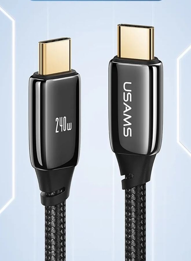 Usams كابل USB C بطول 1.2 متر، كابل شحن سريع مضفر بقوة 240 وات بتقنية PD، متوافق مع iPad mini 6 وMacBook Pro 2021 مقاس 14 بوصة و16 بوصة وMacBook Air وiPad Pro مقاس 12.9 بوصة وSamsung S21+ وHuawei P30 - Image 1