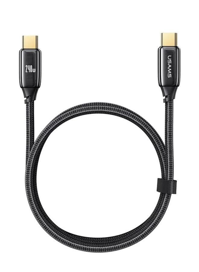 Usams كابل USB C بطول 1.2 متر، كابل شحن سريع مضفر بقوة 240 وات بتقنية PD، متوافق مع iPad mini 6 وMacBook Pro 2021 مقاس 14 بوصة و16 بوصة وMacBook Air وiPad Pro مقاس 12.9 بوصة وSamsung S21+ وHuawei P30 - Image 5