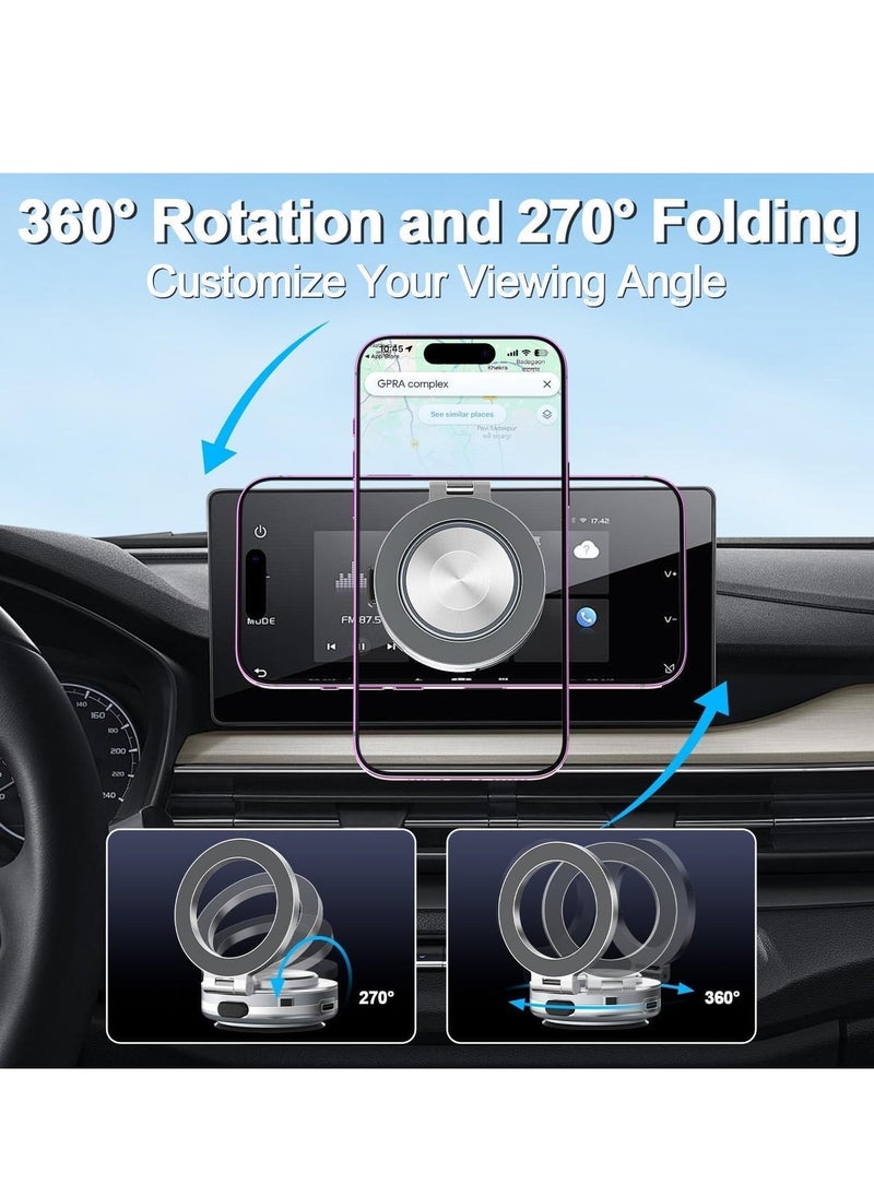 ELTRAZONE Magnetic Vacuum Suction Car Phone Holder Mount C1 - 360° Rotating for All Smooth Surfaces (Silver) - Image 2