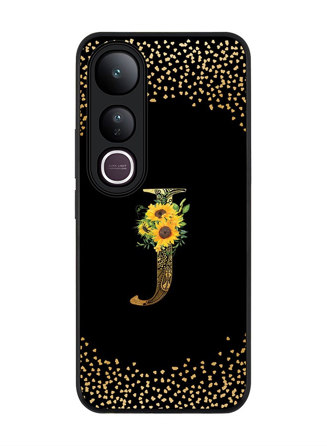 Stylizedd For vivo V50 Lite Case,Slim fit Camera Protection, Shockproof Thin Phone cover  - Custom Floral Monogram - J ( Black )