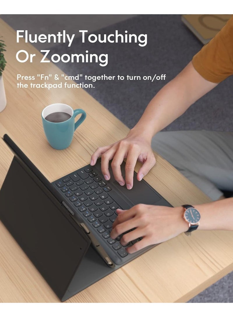 JAJEEK iPad Keyboard 9th Generation, Detachable Wireless Keyboard for iPad 8th/7th Gen 10.2 Inch, Smart Trackpad, Flip Stand Keyboard Case with Pencil Holder, Black | Compatible with iPad 9th/8th/7th Gen - Image 2