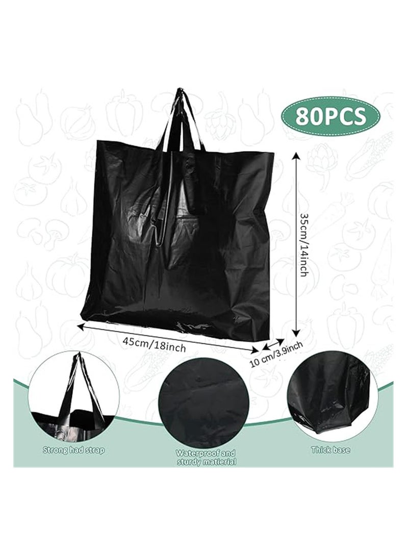 Black Plastic Boutique Bags, Large Shopping Bags with Handles, Thick for Retail Clothing and Grocery Store