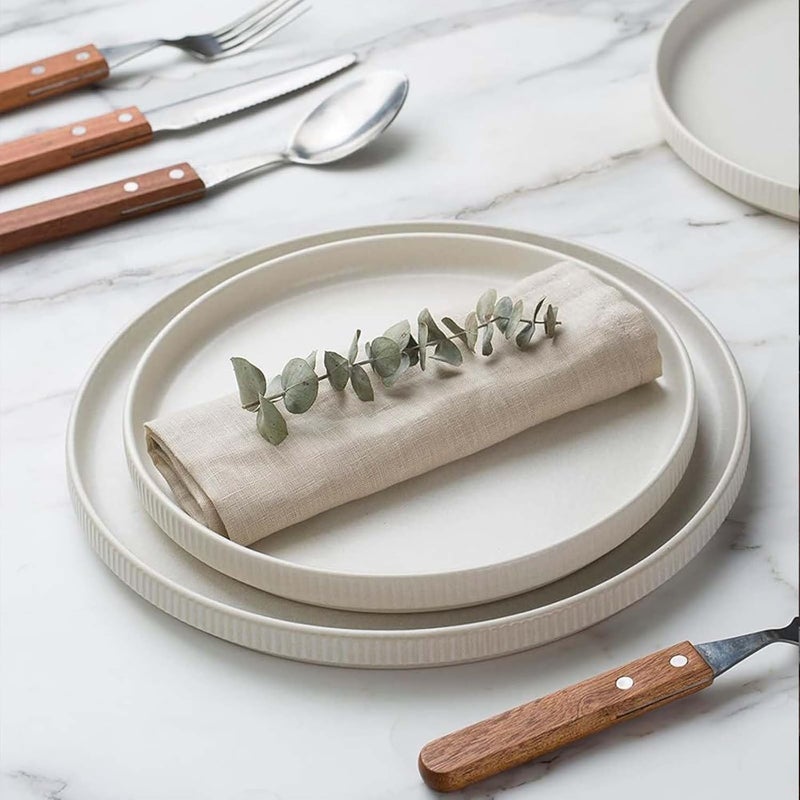 Famiware مجموعة فامي وير ستار لأطقم العشاء أطباق وأوعية لمجموعة من 4 أشخاص 12 قطعة مقاومة للخدوش والرقائق آمنة للاستخدام في الميكروويف وغسالة الصحون مجموعة مطبخ بيضاء غير لامعة - Image 5